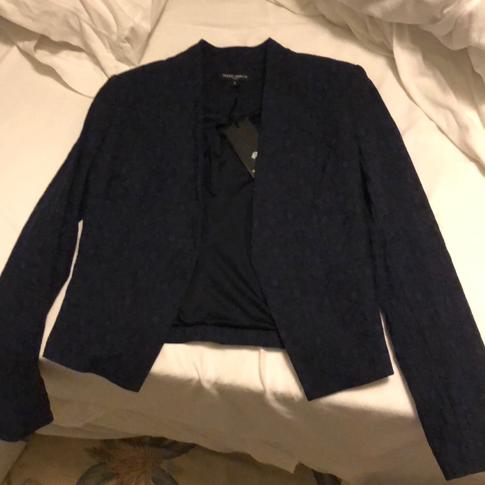 Navy and black crop blazer